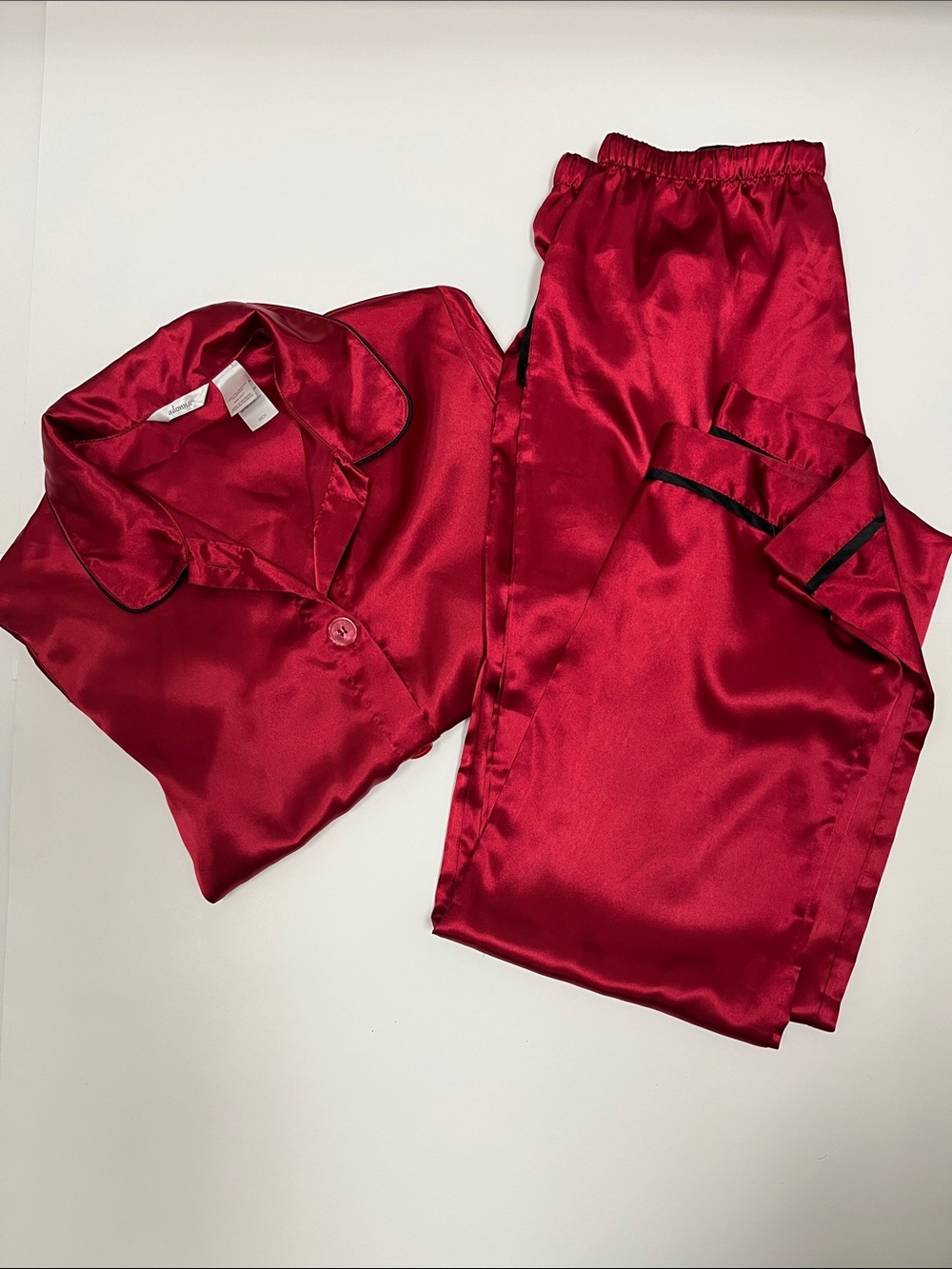 Adonna Red Satin Pajama Set